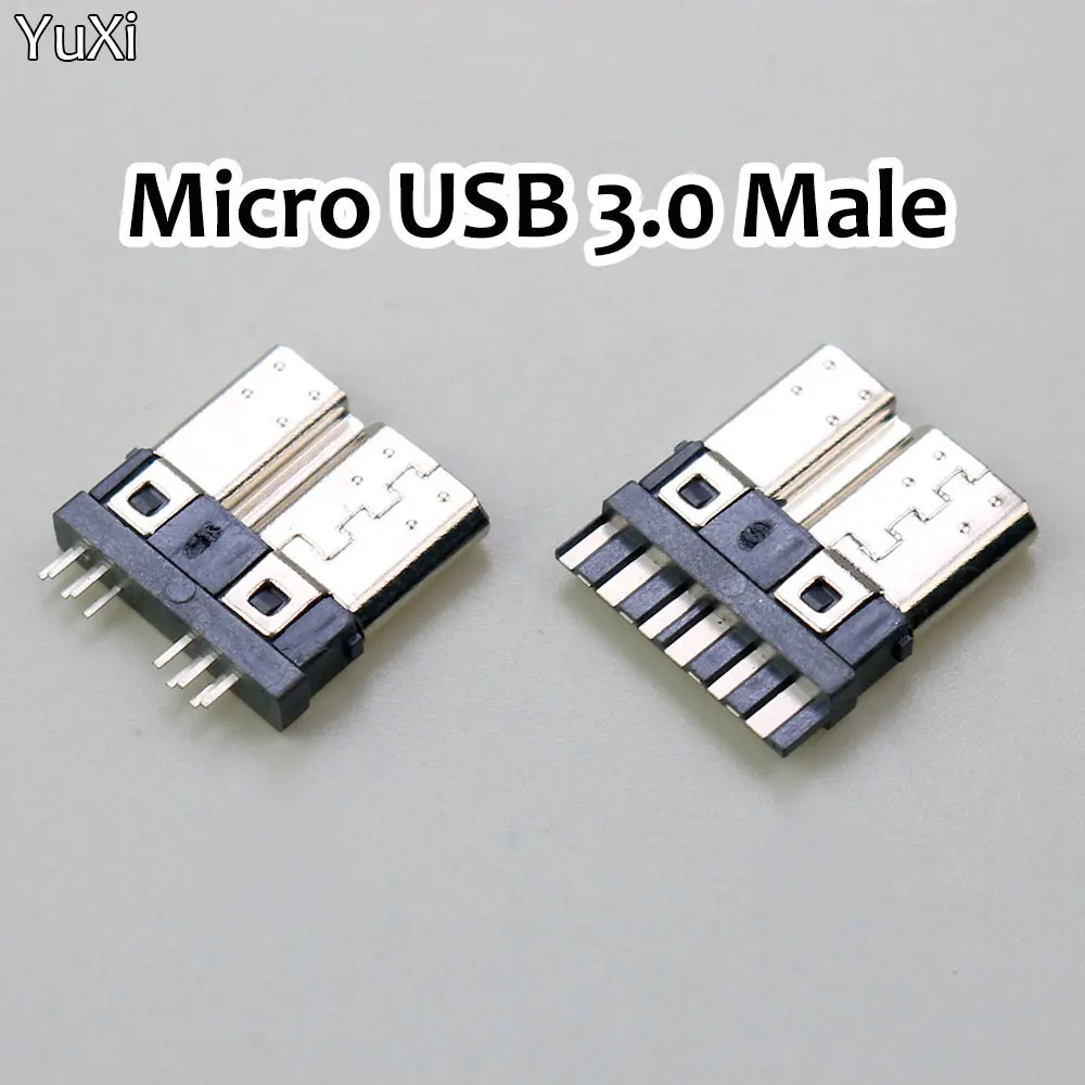 YUXI 1Pcs Micro USB 3.0 Male Connector B Type HI speed Data Transmmission Welding Wire Male Plug 10Pin Soldering USB Jack