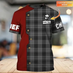 Chef Harajuku masculino camiseta estampada, uniforme engraçado, tops de manga curta extragrande, camiseta seca rápida de verão, lazer o pescoço, camisa masculina