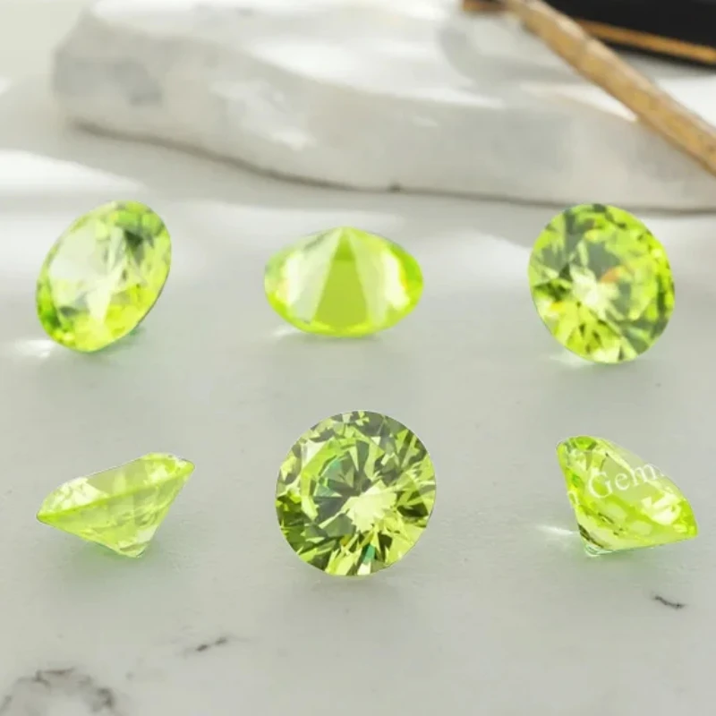 

Size 1mm~10mm Apple Green Loose Cubic Zirconia Stones 5A Round Cut CZ Synthetic Gemstones for Jewelry