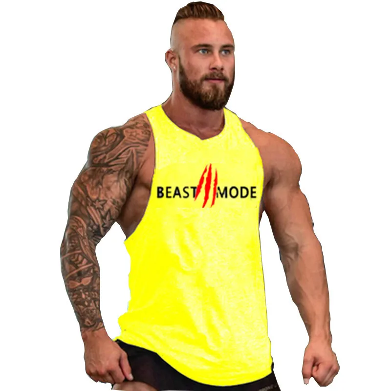 Muscular Man Sleeveless Sweatshirt Stringer Gym Top Men Men\'s Clothes Fitness Clothing Bodybuilding Shirt Vests Vest Singlet