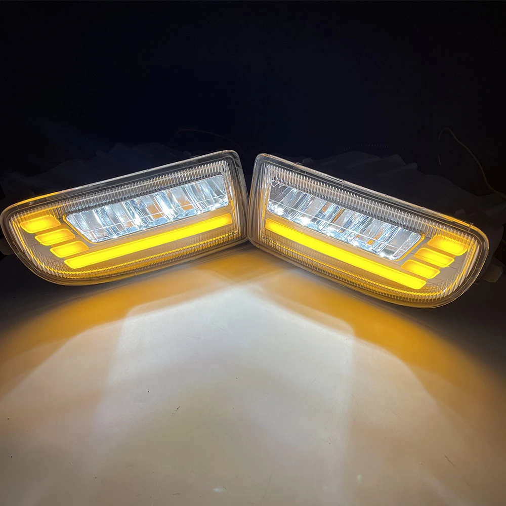 SET LC100 Fj100 Fog Lamp 1998-2007 Front White Daytime Running Light Yellow Running Turn Signal for Toyota Land Cruiser