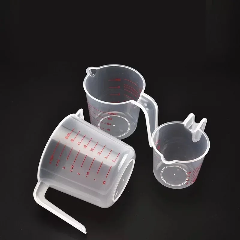 3pcs 베이킹 액체 측정 컵 PVC 스케일 컵 플라스틱 측정 볼륨 비커 주방 베이킹 도구 250/500/1000ml