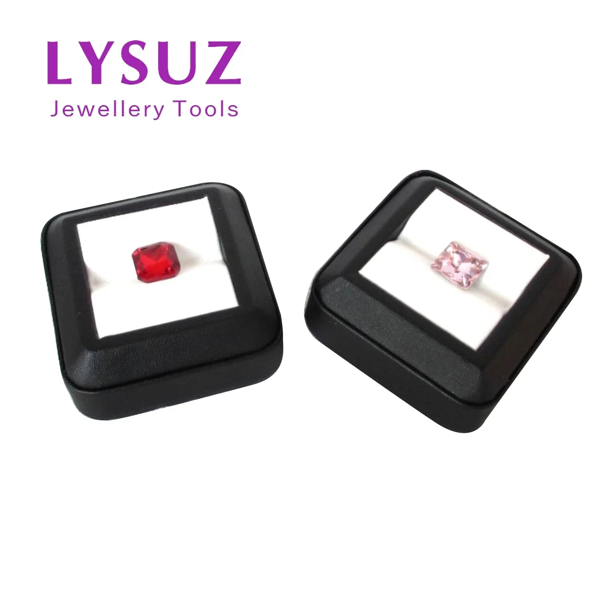 4pcs Jewelry Display Holder Loose Diamond Gemstone Counter Prop Storage Tray Box Whtie Black PU Leather Collection Stand Bracket