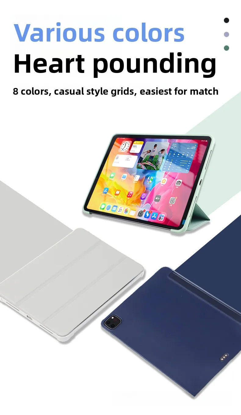 Silikon Tri-Fold Hülle für iPad 11. Generation Air 7/6/5 Pro 11 mit Auto-Wach-/Schlaffunktion und weicher Rückseite – Detail 3