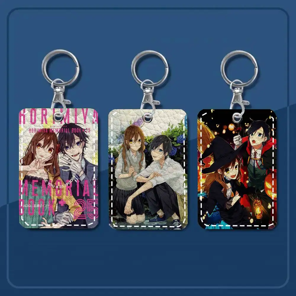 Horimiya Card Case Keychain Access Card Bag Key Tag Ring Leather Card Holder Key Ring Access