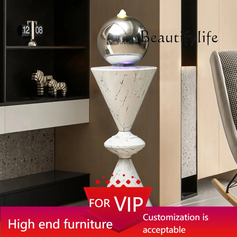 

UP Modern simple feng shui ball flowing water fountain landing light luxury making money gifts windmill circulating water orname