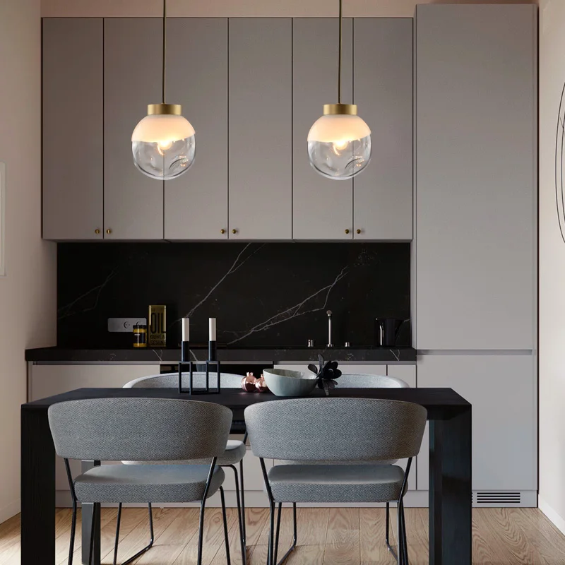 

Small pendant light Nordic designer restaurant bar dining room all copper glass bedroom headboard pendant light