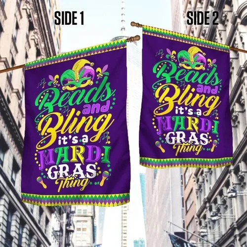 Happy Mardi Gras Flag Beads And Bling It's A Mardi Gras Thing Flag Graden Flag XXH LLP LLX uui