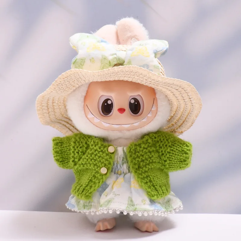 Zestaw opaska do włosów i spódniczka dla pluszaków Labubu 17 cm, akcesoria do samodzielnego ubierania, prezent