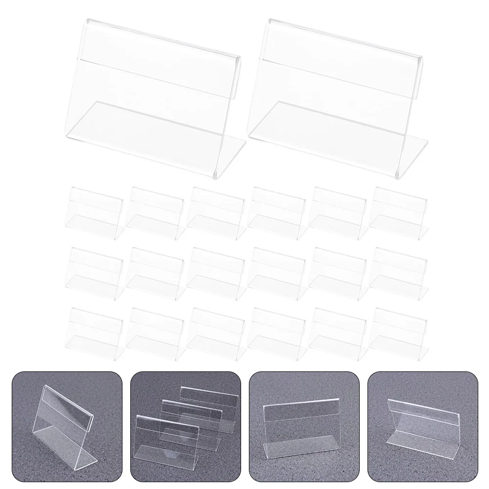 25 Pcs Acrylic Card Holders for Signs Table Stands Tabletop Mini Display Name Tables Tag Desk