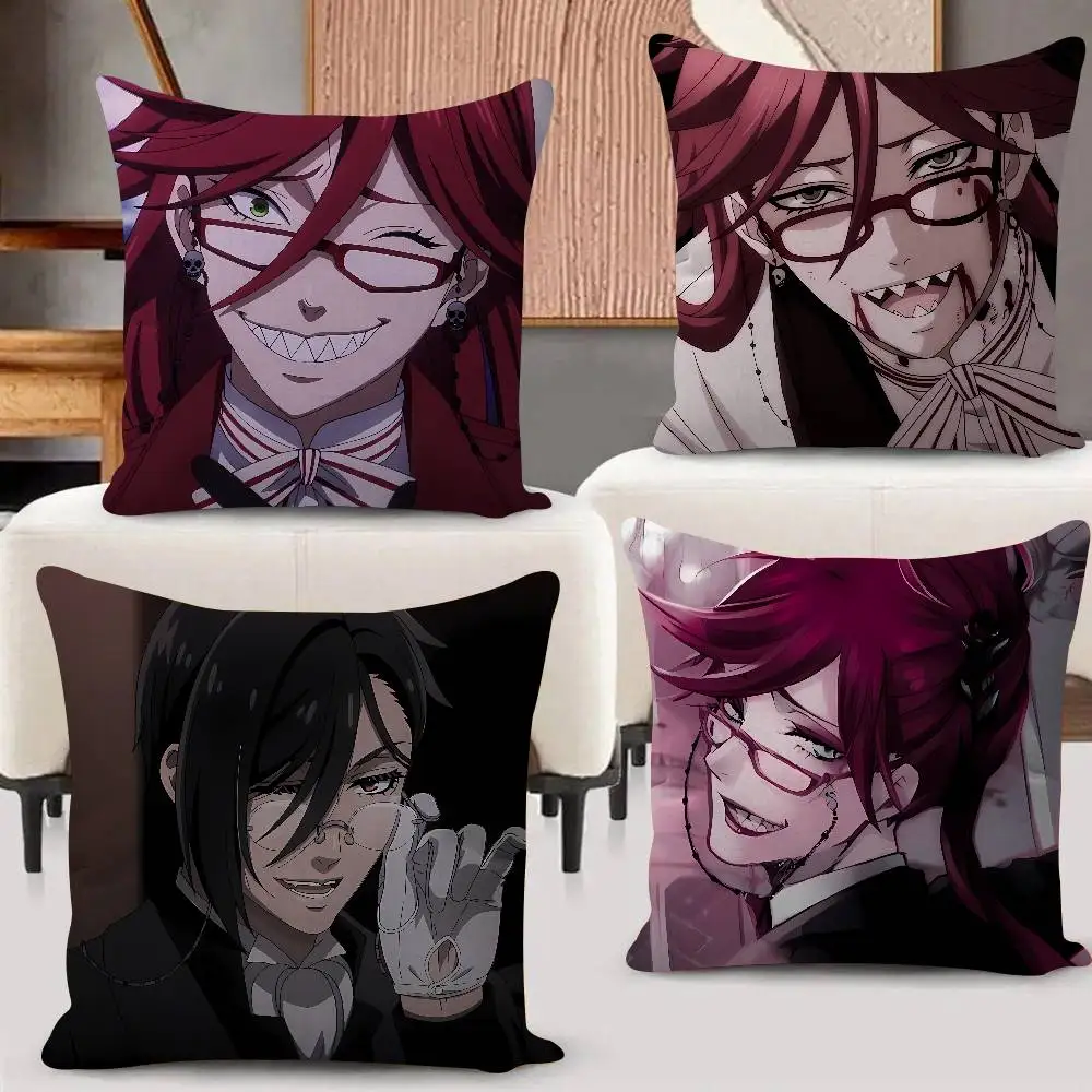 Black Butler Grell Sutcliff Personalized Pillow Cover Kids Bedroom Wild Party Decor Pillowcase Kid Birthday Shower Gift