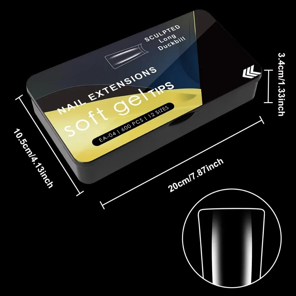 600 pçs transparente claro unhas falsas dicas acrílico meia cobertura completa unhas falsas em forma de bico de pato gel dicas de unhas ferramentas manicure