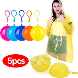 Portable Raincoat Ball Disposable Rain Cover for Adults Waterproof Colorful Keyring Ball with Hook Outdoor Emergency Raincoats