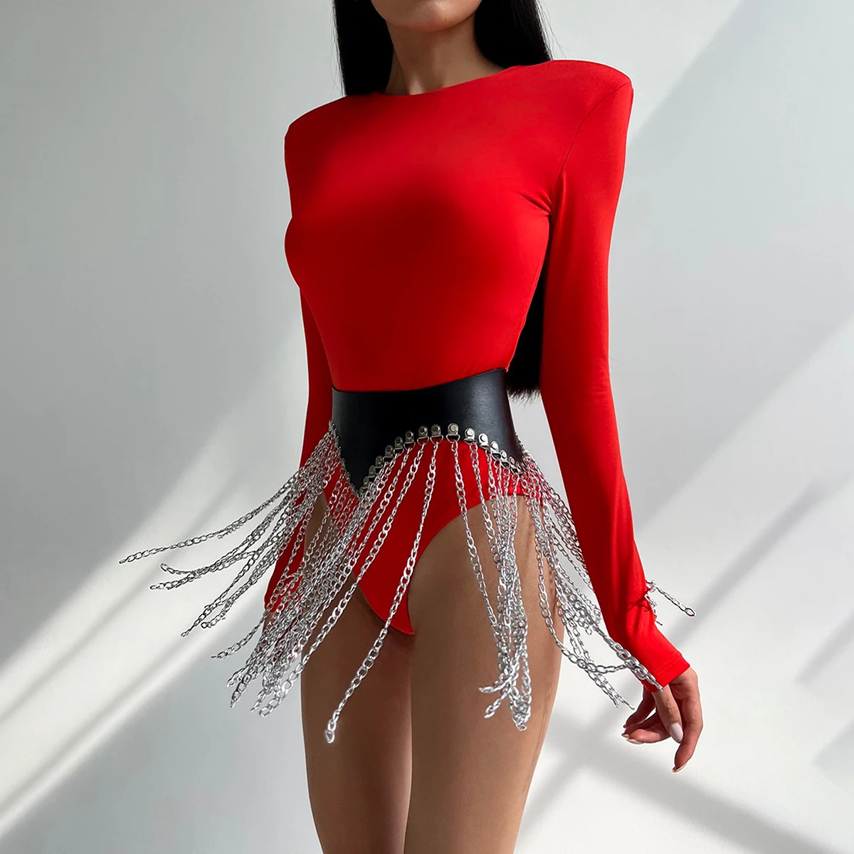 

Leather Waist Chain Harness belt，sexy gothic jewelry body chain，Accessories For Party Dating,Harness Belt with Chains