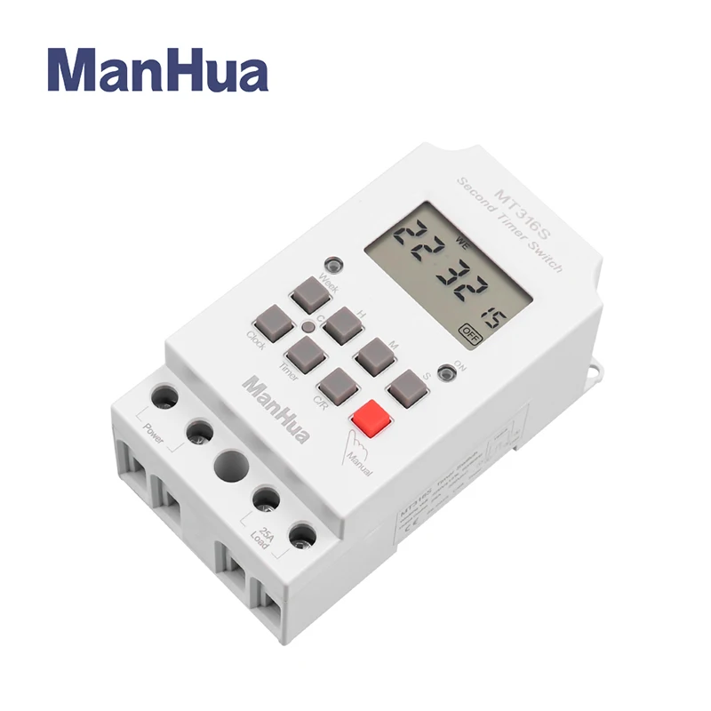 ManHua MT316S 220VAC 25A Din Rail Programmable Electronic Timer For Universal Electric Appliance Digital Timer Switch