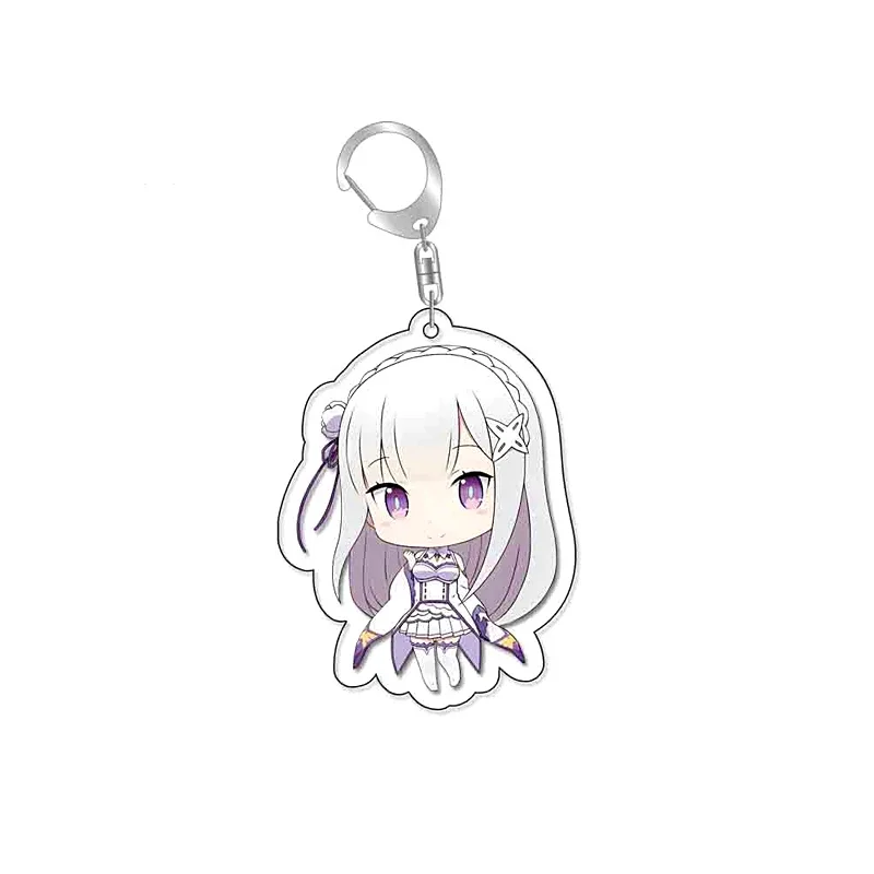 Re:Life in A Different World From Zero Ram Rem Keychain Emilia Beatrice Keyring Natsuki Subaru Bag Tag Cos Accessory