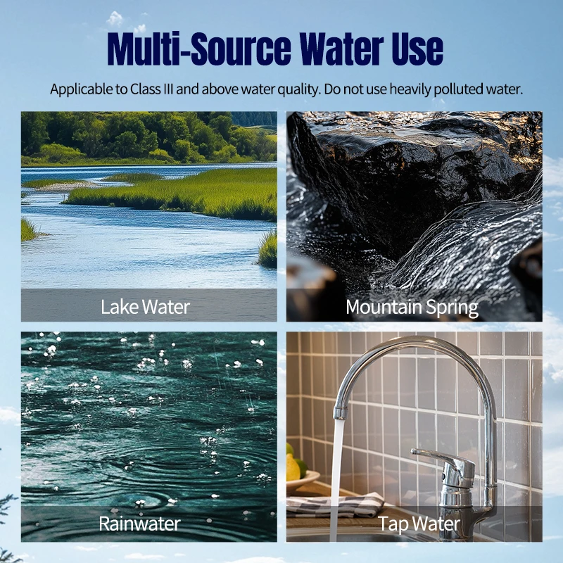 Filtro de agua portátil de supervivencia al aire libre, plástico ecológico, para acampar, senderismo, equipo de emergencia para beber directo