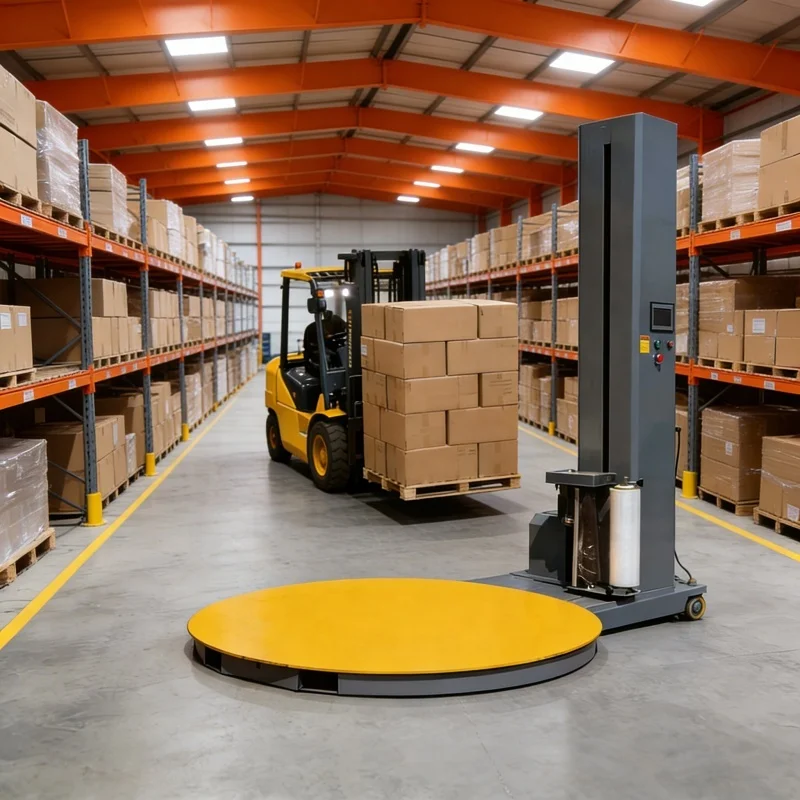 Pallet Stretch Wrapping Equipment Fully Automatic Turntable Pre-Stretch Wrapper High Speed with Film Cutting Clamping