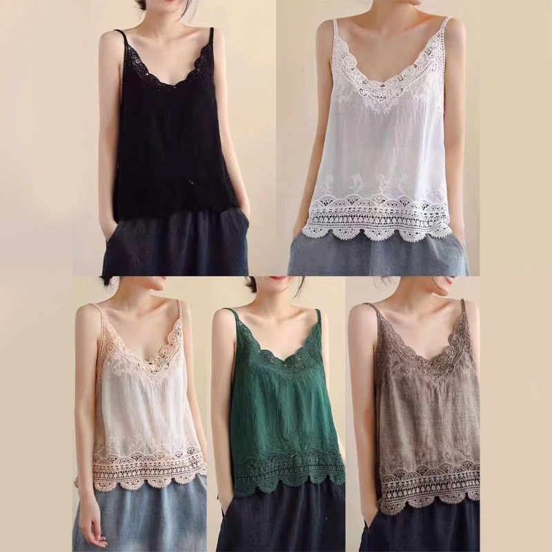 Womens Sexy Neck Lace for Tank Top Summer Sleeveless Casual Shirts Spaghetti S