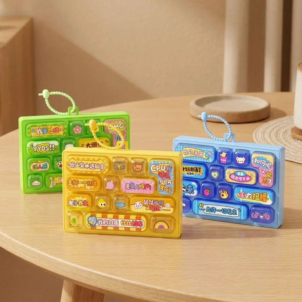 Plastic 14 Key Fidget Keyboard Charm Cartoon Animals Mini Keyboard Bag Charm Press-Type Clear Key Sounds