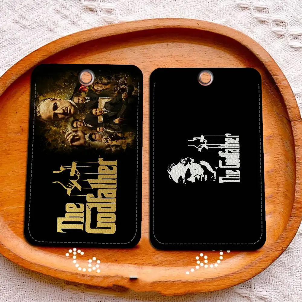 

The Godfather Movie 1Pc Access Card Case Leather Card Holder Keychain Key Ring Door Access Tags ID Card Case Keychain