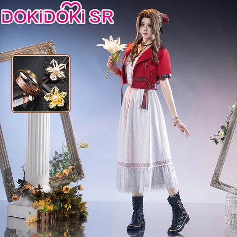 Женский костюм Аэрис из FF, белый, полиэстер, DokiDoki-SR