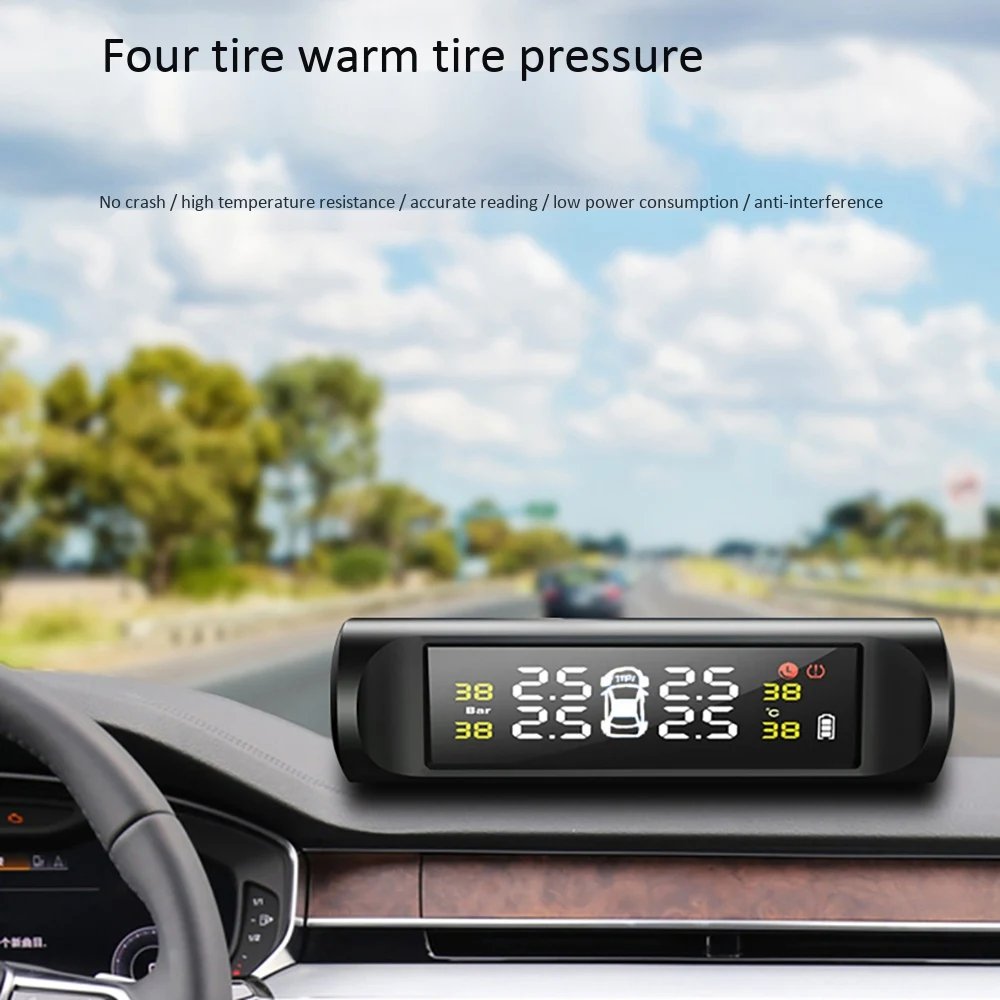 

Plain Car TPMS Tire Pressure Monitoring System Solar Power LCD Display Auto Security Alarm Tire Pressure Sensor
