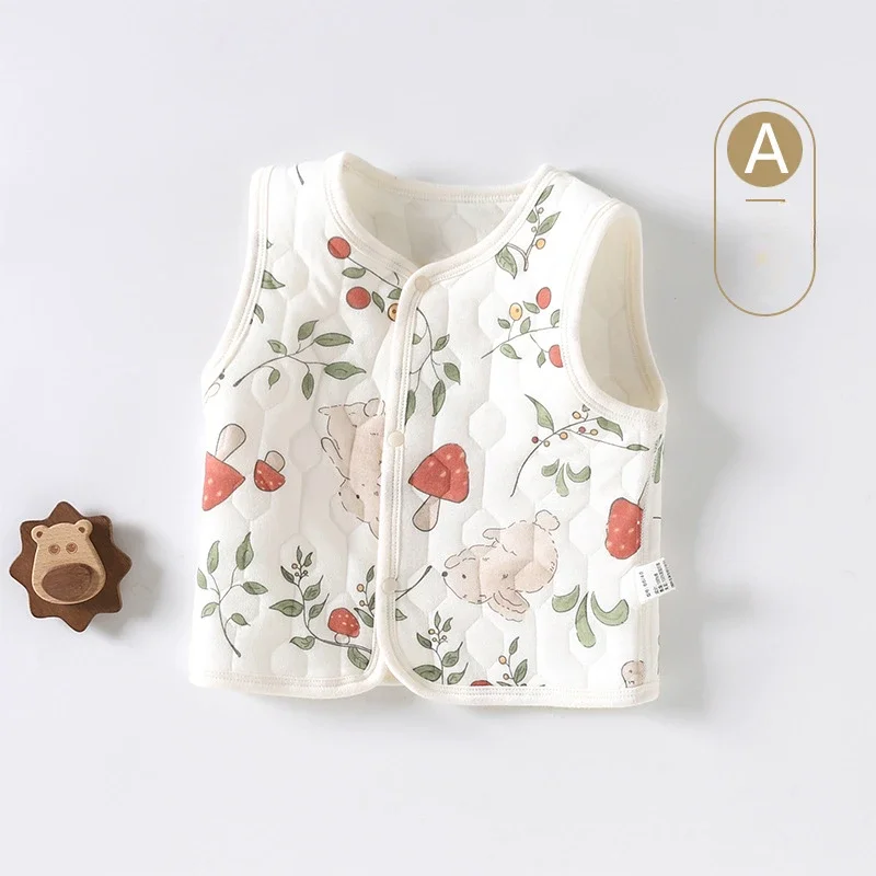 Chaleco de bebé para primavera, otoño, ropa exterior, chaleco cálido para recién nacidos, algodón de tres capas para niños y niñas, ropa de invierno