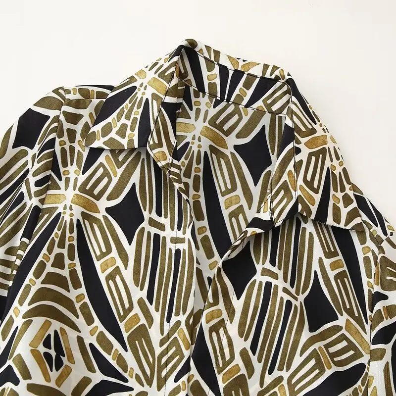 Primavera 2025 Nuovo arrivo Midi Dr da donna con cintura Stampa floreale V-Ne Long Sve Commute Sle Pezzo unico Altro Materia...