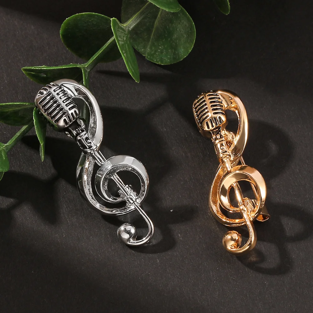 Musical Note Brooch Microphone Gift Lapel Pin Jewelry Anniversary Gifts for Her Brochure Miss