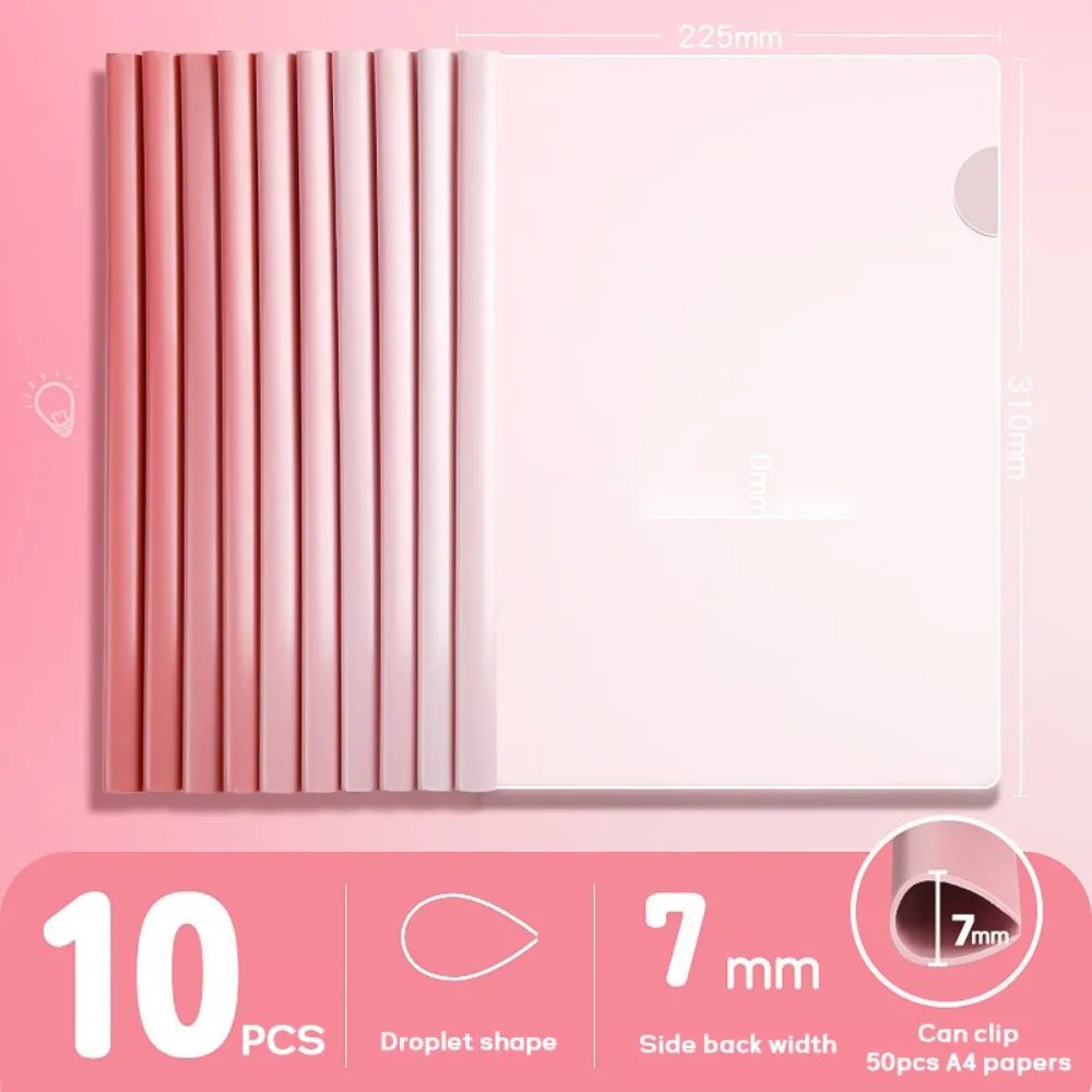 10PCS/Set Gradient Morandi Color A4 File Folder Waterproof Transparent File Document Clip Draw Rod Office File Organizer