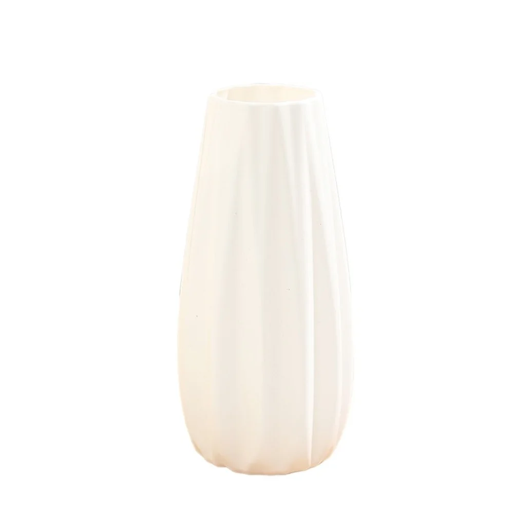Plastic vase white Nordic striped pattern for For Home decor flower arrangement living room office bedroom study use