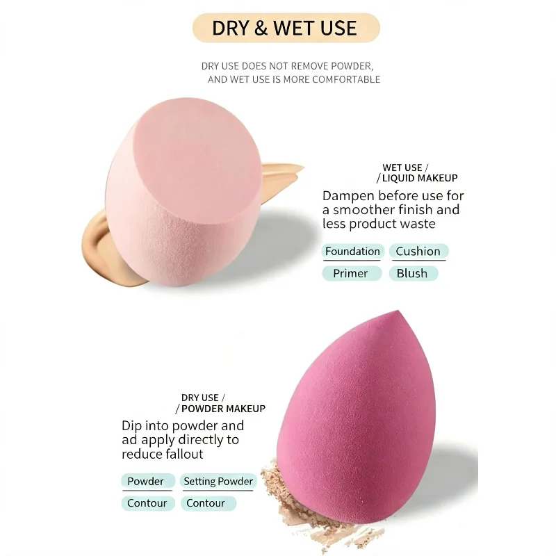 12Pcs Medium Teardrop Beauty Sponge Super Soft Makeup Blender Wet Dry Dual Use Cushion Powder Puff Multicolor Cosmetic Sponge Fo