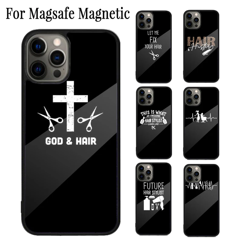 Hair Stylist Hairdresser Magnetic Phone Case Coque For iPhone 16 15 14 Plus 13 12 Mini 11 Pro Max Magsafe Wireless Cover