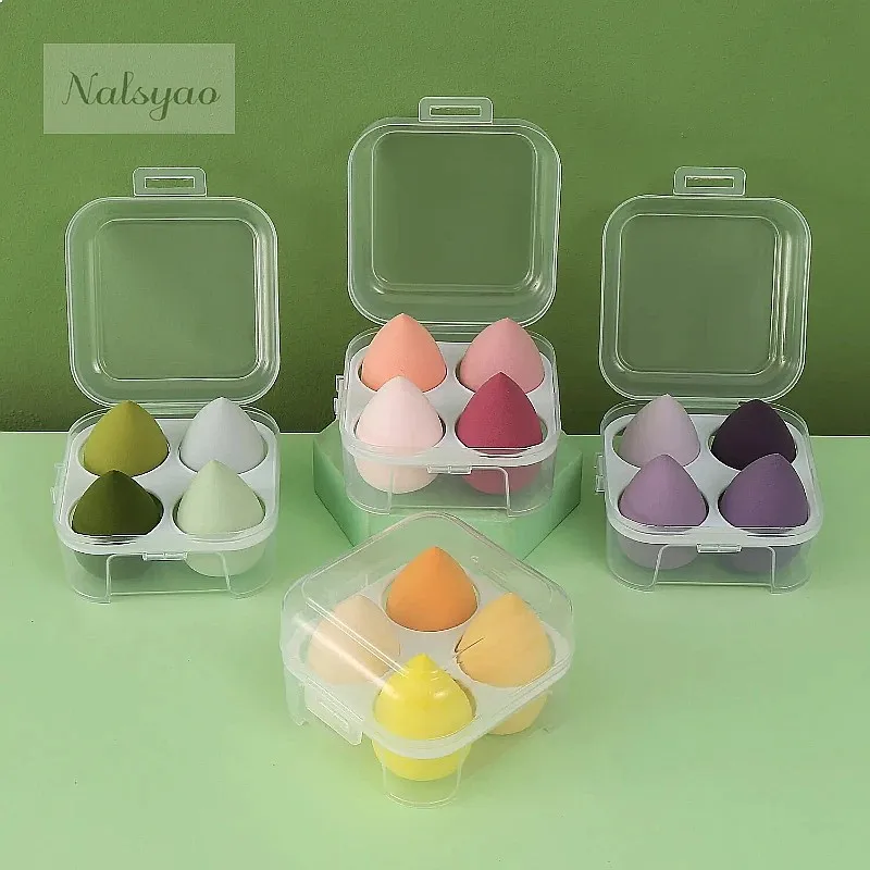 CNKESS 4PCS Dry Wet Dual Purpose Makeup Egg Puff Super Soft Sponge Blender Set with Box