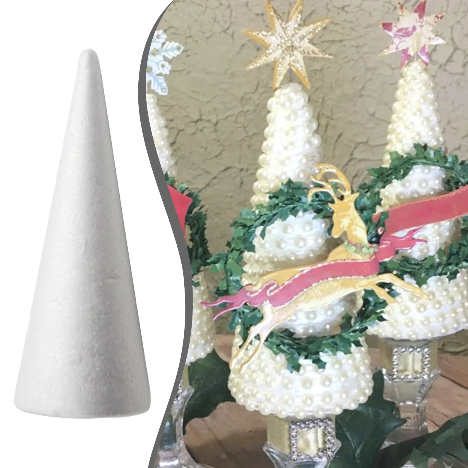 1pc Foam Cones Polystyrene  For Crafts DIY Painting Triangle Tree Christmas Tree Flower Arrangement Props Festival Decorations