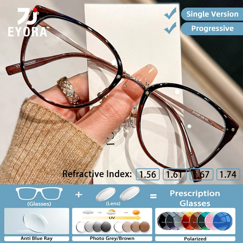 

EYORA Fashion Cat Eye Women Currents Reading Glasses Myopia Eyewear Hyperopia Anti Blue Ray Progressive Photochromic Eyewear