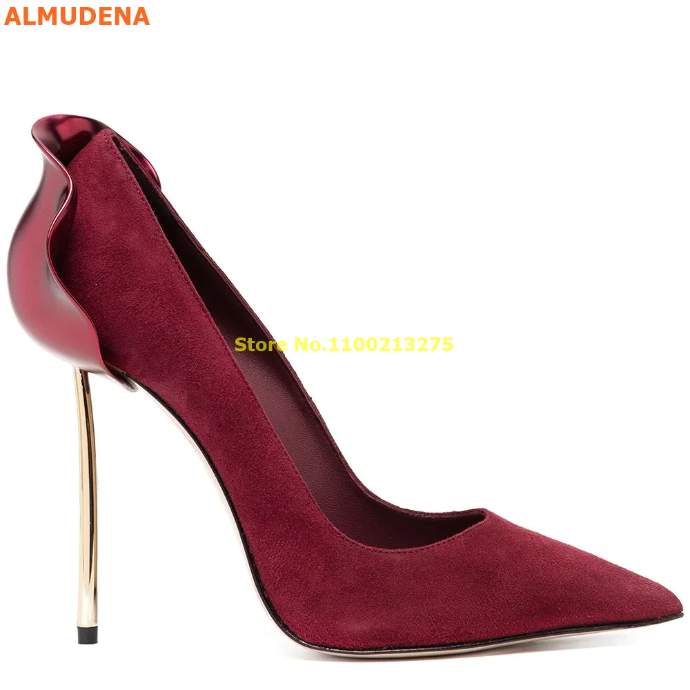 Suede Petalo Heel Pumps Shallow Slip On Thin High Heel Solid Candy Color Manufacturer Fashion Women Wedding Shoes