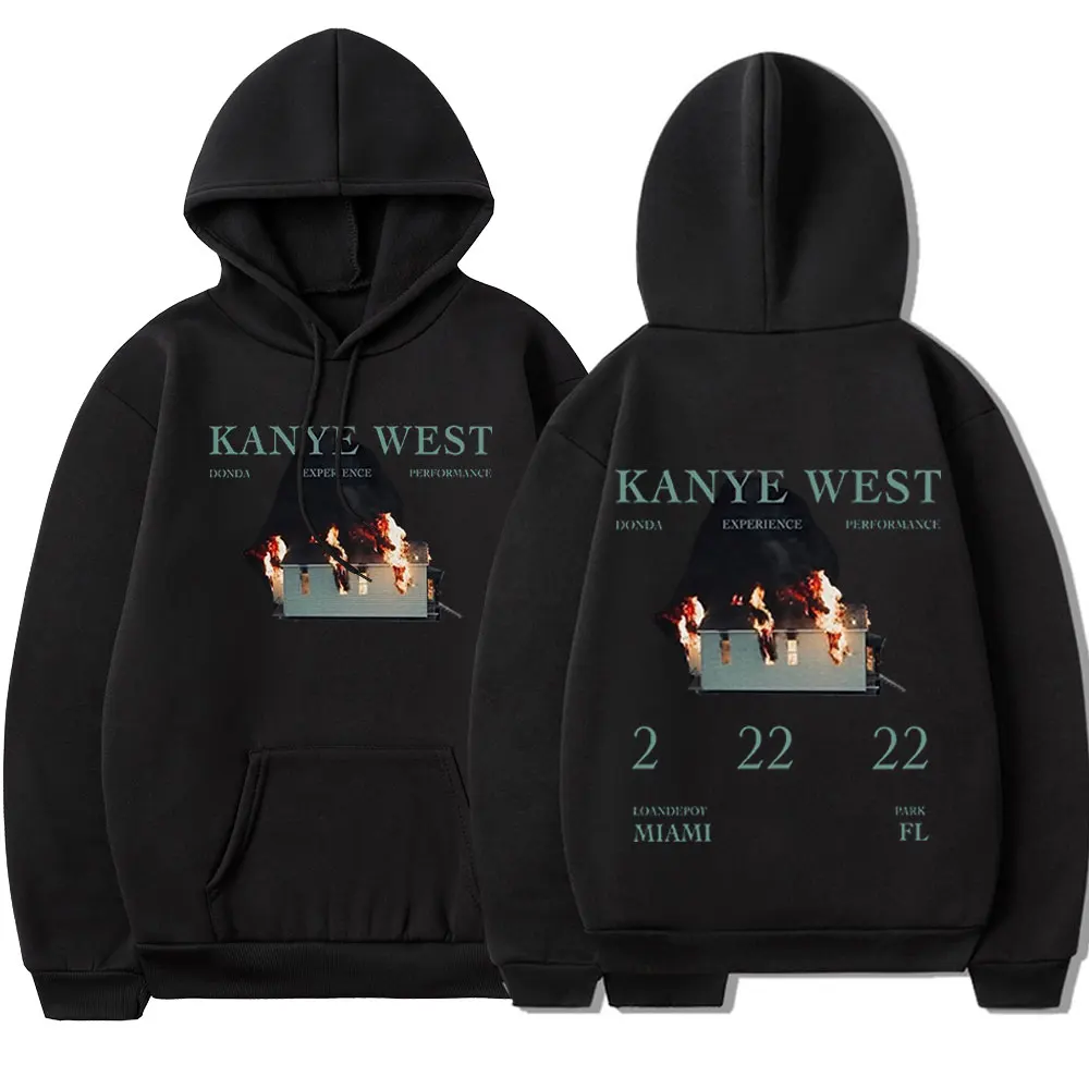 2022 New Hip Hop Hoodie Kanye West 90S Vintage Double Sided Graphics Pullovers Oversize Cotton Sweatshirts Hooded Streetwear Men