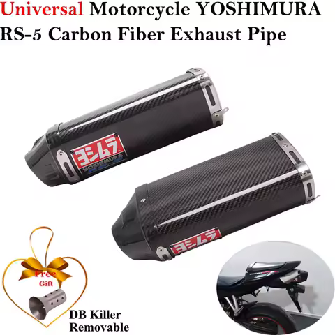 Carbon Fiber Universal Motorcycle YOSHIMURA RS-5 Exhaust Pipe Escape Moto DB Killer Catalytic For CBR600 RR F5 CBR1000 ZX-6R 636