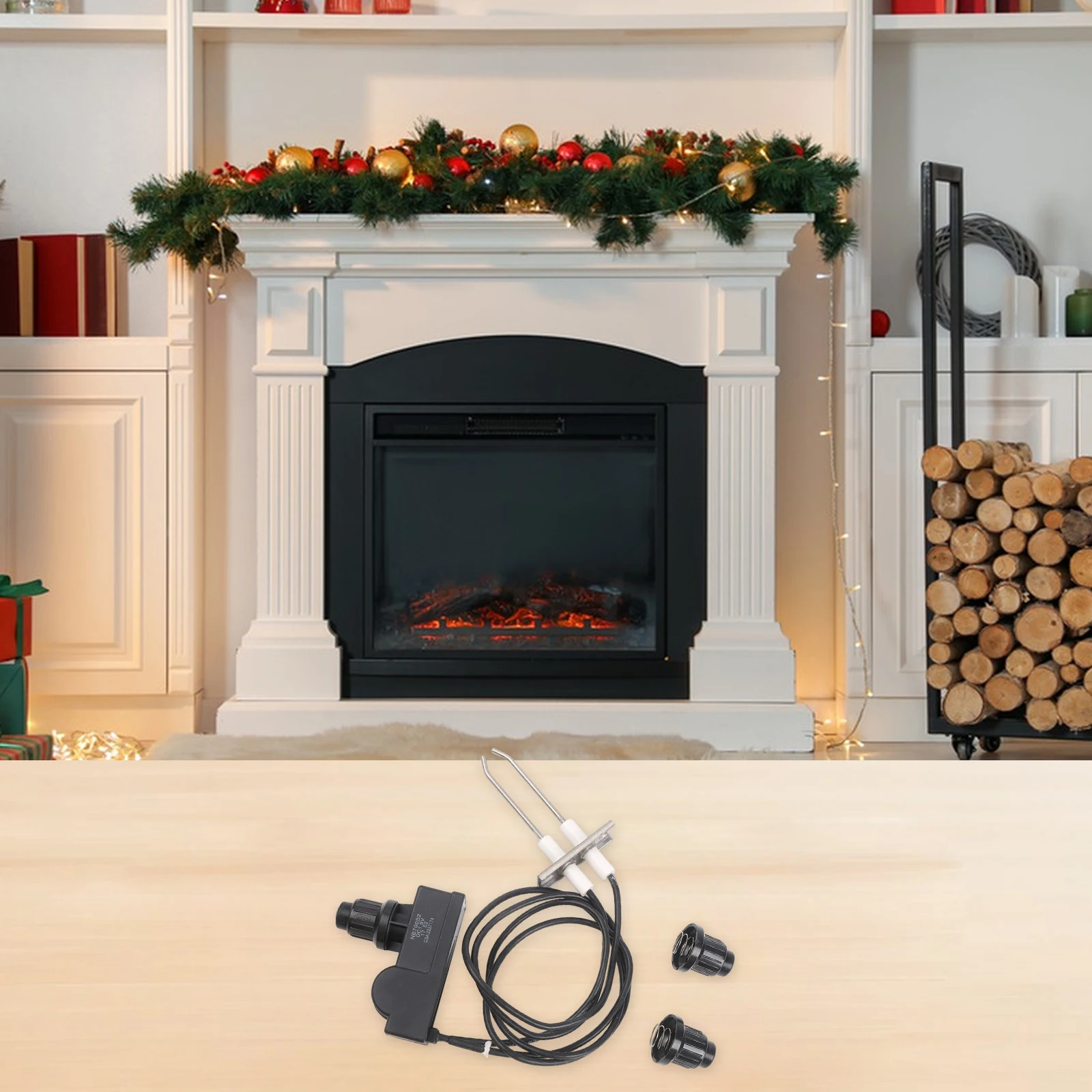 Propane Gas Grill Igniter Kit with Dual Electrodes Spark Wire and Two Push Button Covers for Fireplace and Oven Use