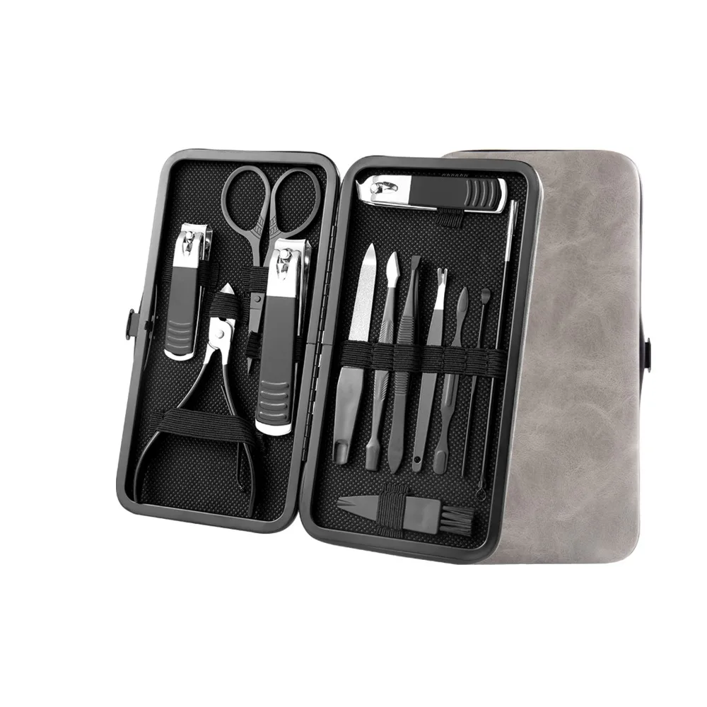 

Набор для педикюра из 13/24 предметов: острые черные кусачки для ногтей из нержавеющей стали с противоскользящим дизайном, в чехле из ПУ, для взрослых