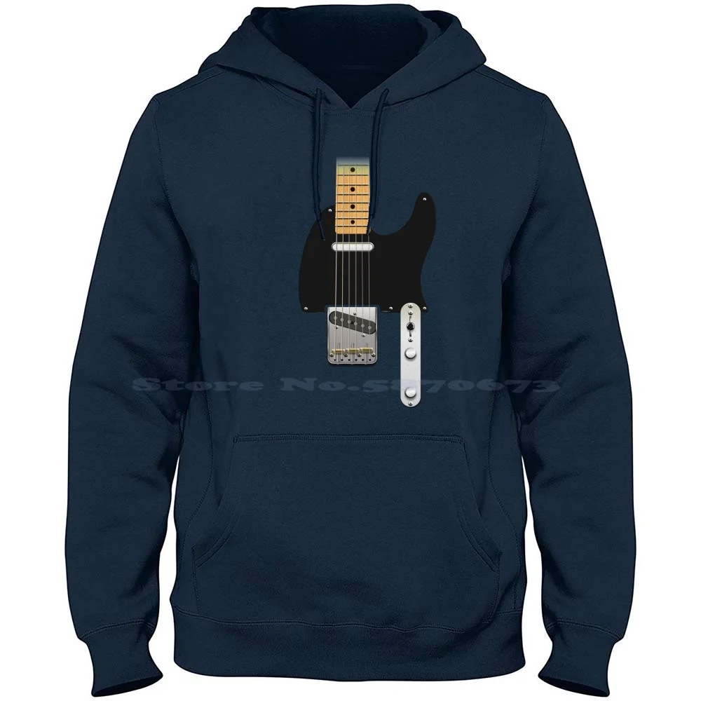 Tele Style Guitar Digital Illustration 100% Cotton Hoodie T Shirt T Style Telecaster Guitar Music Strings Woofang Woo Fang