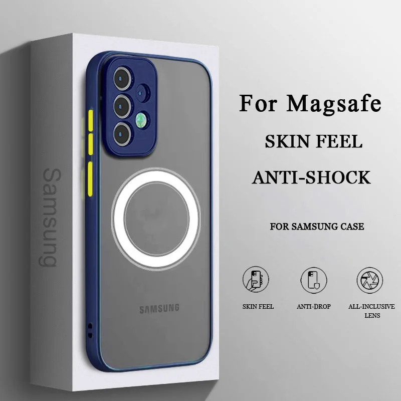 Luxe Magnetische Magsafe Draadloze Oplaadhoes voor Samsung Galaxy S25 S24 S23 S22 S21 S20 FE Plus S25 Ultra 5G Armor Achterkant Cover