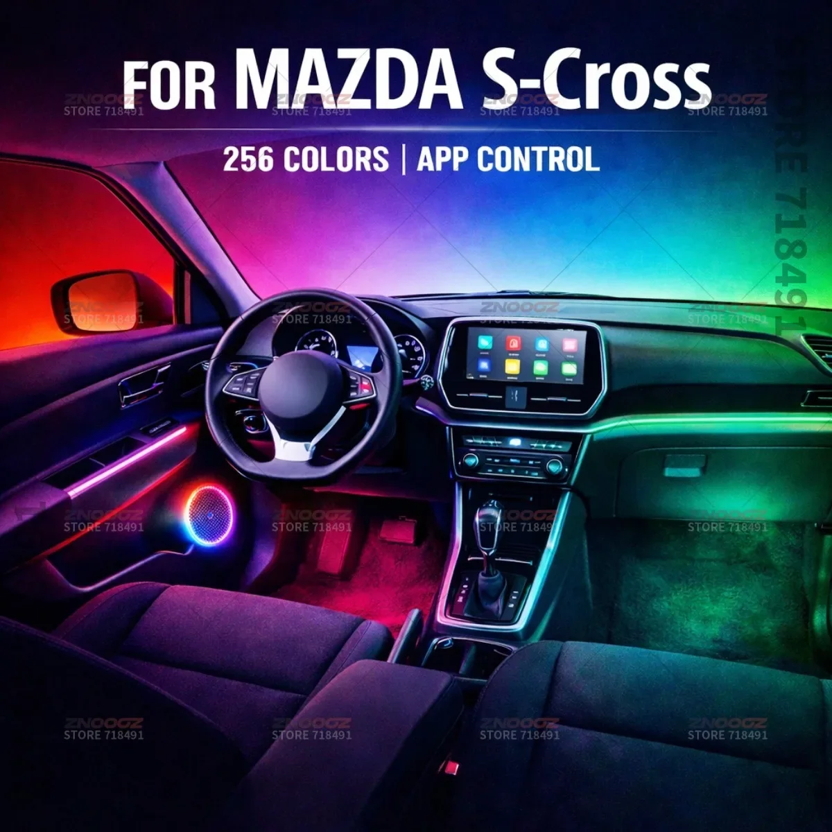 22in1 RGB Car Interior Acrylic Car Ambient Lights RGB Hidden Acrylic Strip Decoration Atmosphere Accessories For Mazda S-Cross