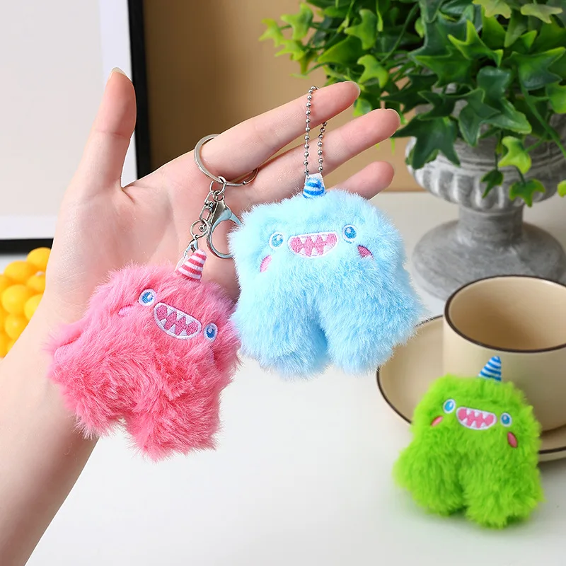 Lovely Plush Monster Keychain Cartoon Stuffed Toy Key Ring Girls Backpack Pendant Doll Key Chains Fashion Jewelry Gift