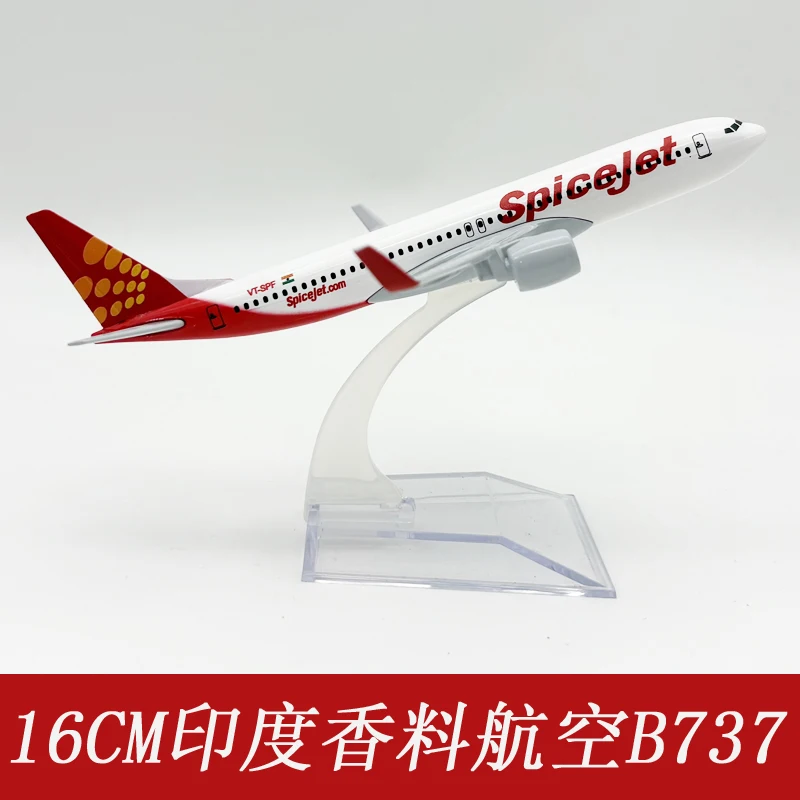 Modèle d'avion en alliage de 16 cm, B737 SpiceJet Airways, modèle d'avion d'aviation, miniatures de collection amusantes pour adultes, cadeau, objet de décoration