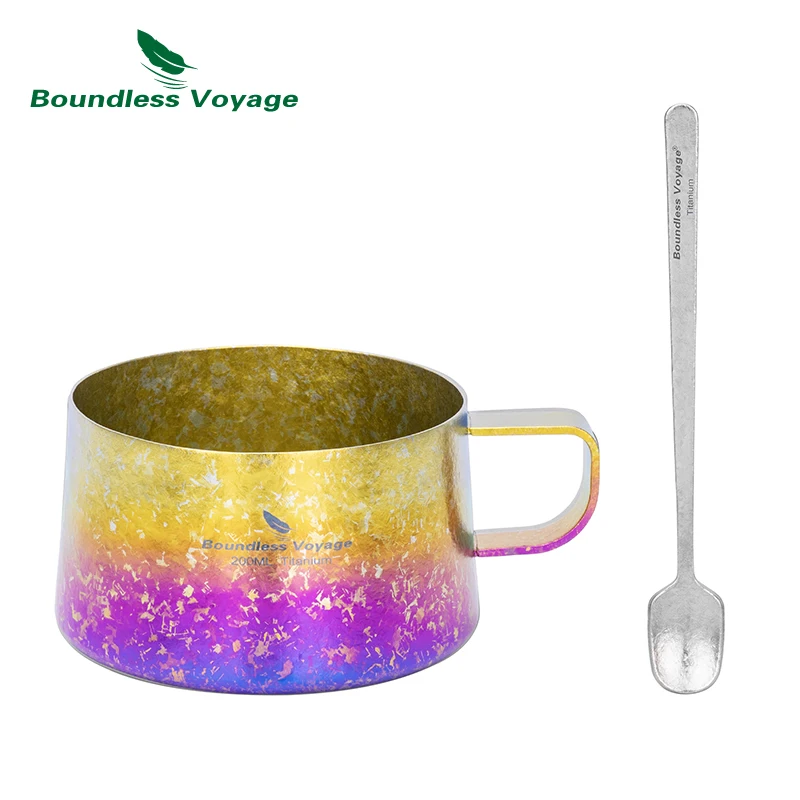 

Boundless Voyage Titanium Coffee Cup Double Wall Mug with Stirring Spoon Mini Tea Mug Espresso Cup Ultralight Travel Drinkware