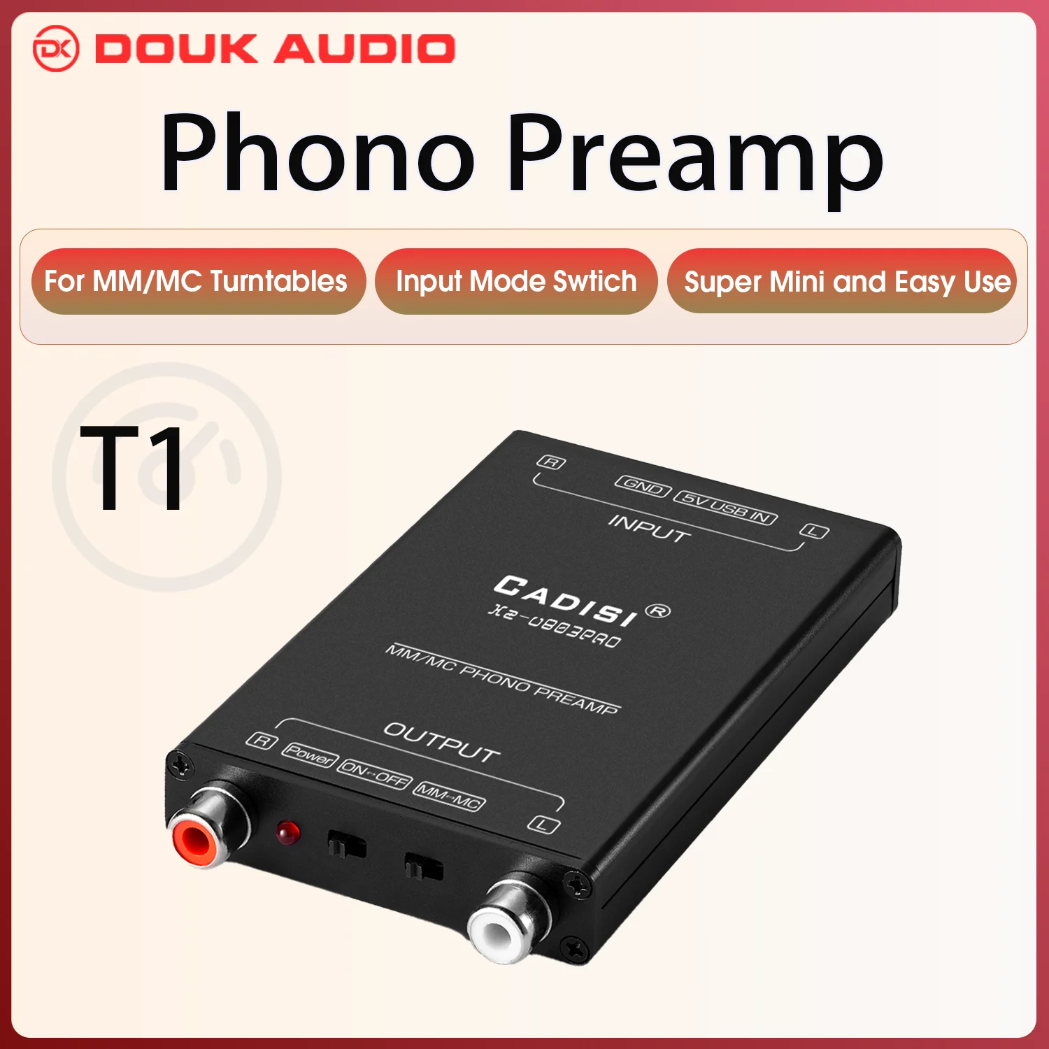 Douk Audio T1 Mini MM/MC preamplificador de escenario Phono LP reproductor de discos de vinilo tocadiscos preamplificador RIAA preamplificador de fonógrafo estéreo