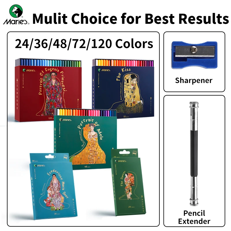 26/38/50/74/122pcs Marie's Oil-Based Colored Pencils with Sharpener,Extender for Drawing,Sketching,Coloring,Shading,Blending